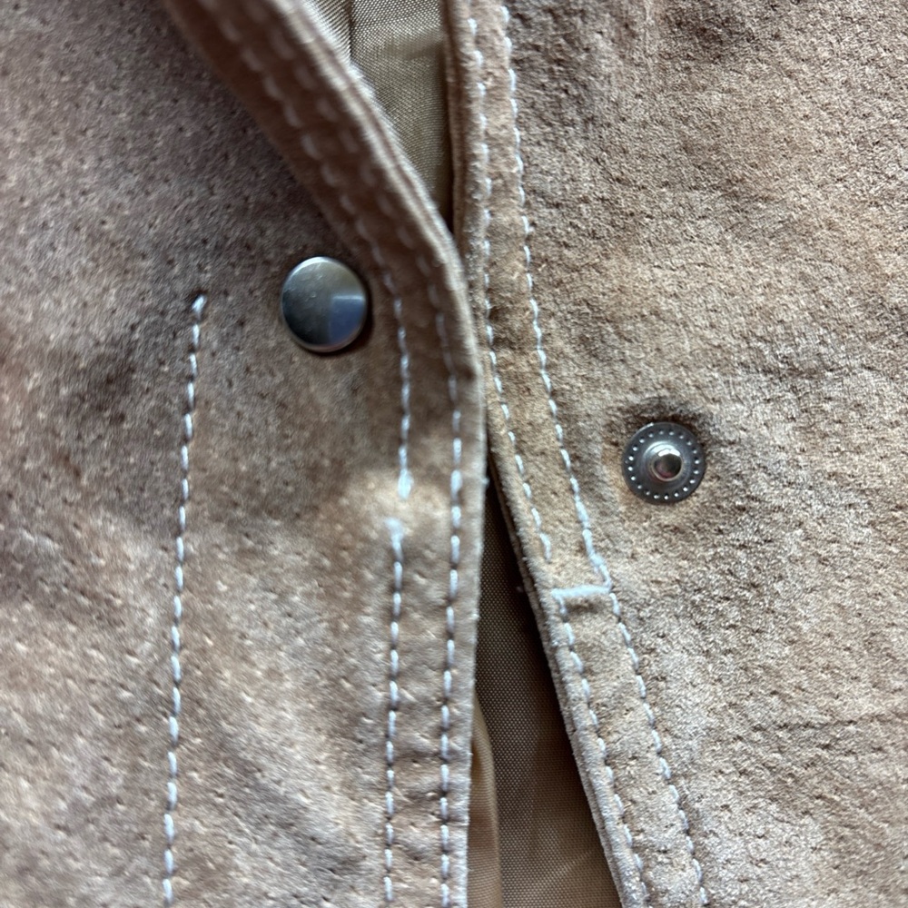Vintage WILSONS LEATHER Maxima Cropped Beige Jacket Ladies S/M festival cowgirl - Picture 9 of 16